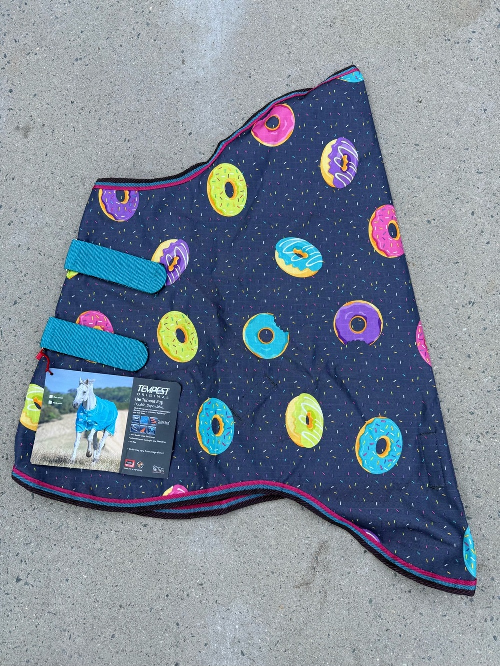 Navy Donut Print Horse size S NEW w/ tags neck cover turnout fabric - adorable